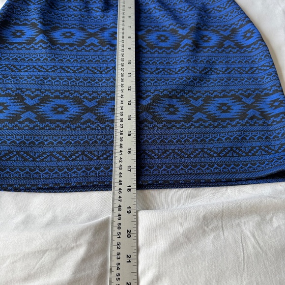 Kirra Women's Pull-On Aztec Print Mini Skirt Blue/Black Large Festival Stretch - Picture 8 of 10